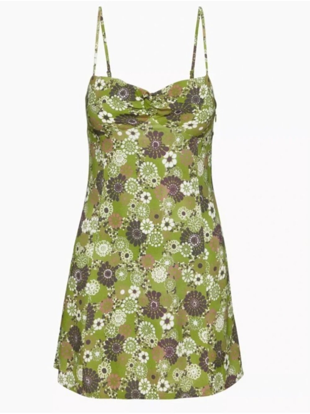 Aritzia Wilfred City Lights Crepe Mini Dress Succulent Green Floral - Size 0 EUC